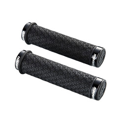 SRAM DH SILICONE LOCKING GRIPS BLACK WITH DOUBLE CLAMPS & END PLUGS:  
